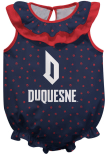 Duquesne Dukes Baby Blue Ruffle Short Sleeve One Piece