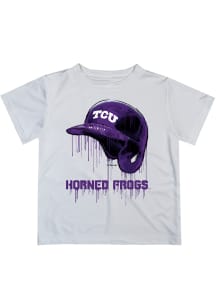 TCU Horned Frogs Youth White Dripping Helmet Short Sleeve T-Shirt