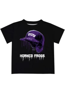TCU Horned Frogs Youth Black Dripping Helmet Short Sleeve T-Shirt