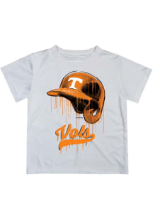 Tennessee Volunteers Youth White Dripping Helmet Short Sleeve T-Shirt