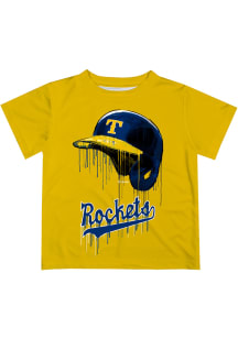 Toledo Rockets Youth Gold Dripping Helmet Short Sleeve T-Shirt