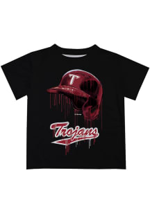 Troy Trojans Youth Black Dripping Helmet Short Sleeve T-Shirt