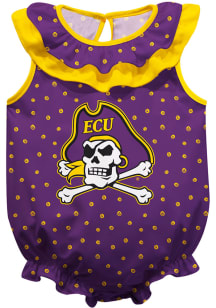 East Carolina Pirates Baby Purple Ruffle Short Sleeve One Piece