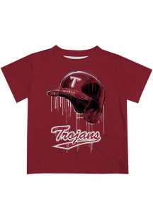 Troy Trojans Youth Maroon Dripping Helmet Short Sleeve T-Shirt