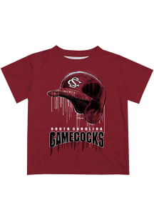South Carolina Gamecocks Youth Red Dripping Helmet Short Sleeve T-Shirt