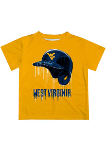 West Virginia Mountaineers Youth Gold Dripping Helmet Short Sleeve T-Shirt