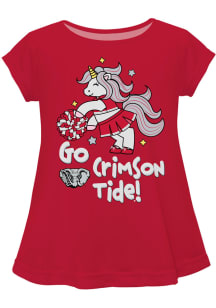 Vive La Fete Alabama Crimson Tide Infant Girls Unicorn Blouse Short Sleeve T-Shirt Red