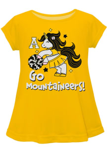 Appalachian State Mountaineers Infant Girls Unicorn Blouse Short Sleeve T-Shirt Gold