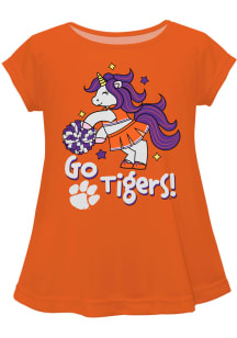 Clemson Tigers Infant Girls Unicorn Blouse Short Sleeve T-Shirt Orange