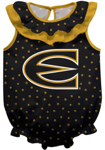 Emporia State Hornets Baby Black Ruffle Short Sleeve One Piece