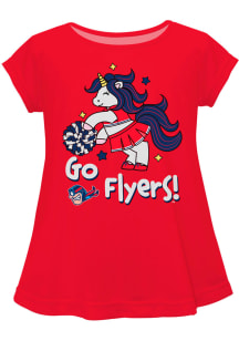 Dayton Flyers Infant Girls Unicorn Blouse Short Sleeve T-Shirt Red