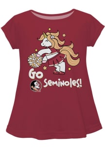 Vive La Fete Florida State Seminoles Infant Girls Unicorn Blouse Short Sleeve T-Shirt Maroon