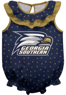 Georgia Southern Eagles Baby Navy Blue Ruffle Short Sleeve One Piece