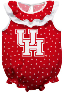 Houston Cougars Baby Red Ruffle Short Sleeve One Piece