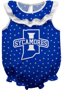 Indiana State Sycamores Baby Blue Ruffle Short Sleeve One Piece