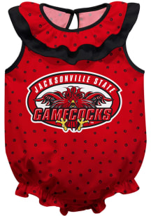 Vive La Fete Jacksonville State Gamecocks Baby Red Ruffle Short Sleeve One Piece