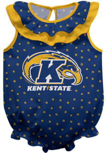 Kent State Golden Flashes Baby Blue Ruffle Short Sleeve One Piece