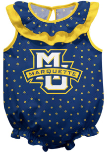 Marquette Golden Eagles Baby Blue Ruffle Short Sleeve One Piece