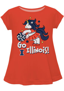 Illinois Fighting Illini Infant Girls Unicorn Blouse Short Sleeve T-Shirt Orange