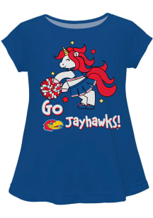 Kansas Jayhawks Infant Girls Unicorn Blouse Short Sleeve T-Shirt Blue