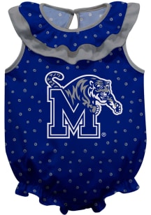 Memphis Tigers Baby Blue Ruffle Short Sleeve One Piece
