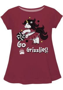 Vive La Fete Montana Grizzlies Infant Girls Unicorn Blouse Short Sleeve T-Shirt Maroon