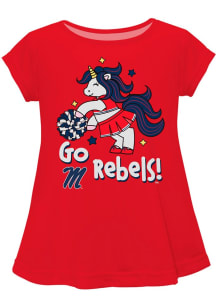Vive La Fete Ole Miss Rebels Infant Girls Unicorn Blouse Short Sleeve T-Shirt Red