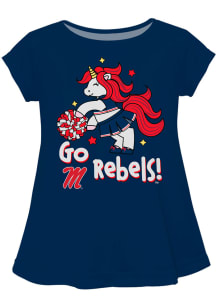Ole Miss Rebels Infant Girls Unicorn Blouse Short Sleeve T-Shirt Blue