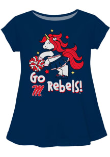 Vive La Fete Ole Miss Rebels Infant Girls Unicorn Blouse Short Sleeve T-Shirt Blue