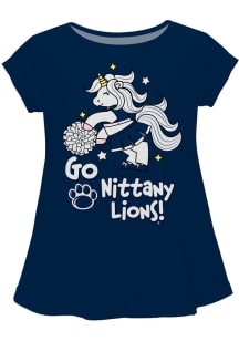 Penn State Nittany Lions Infant Girls Unicorn Blouse Short Sleeve T-Shirt Navy Blue