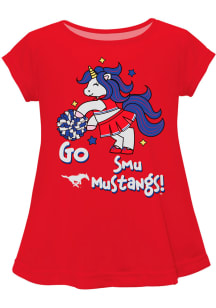 SMU Mustangs Infant Girls Unicorn Blouse Short Sleeve T-Shirt Red