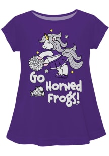 TCU Horned Frogs Infant Girls Unicorn Blouse Short Sleeve T-Shirt Purple