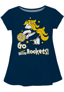 Toledo Rockets Infant Girls Unicorn Blouse Short Sleeve T-Shirt Blue