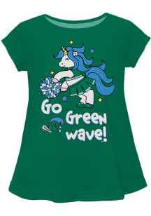 Tulane Green Wave Infant Girls Unicorn Blouse Short Sleeve T-Shirt Green