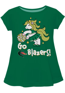 UAB Blazers Infant Girls Unicorn Blouse Short Sleeve T-Shirt Green