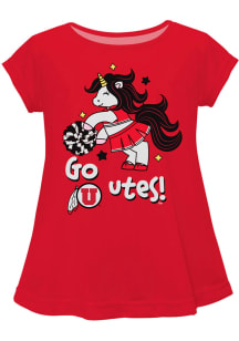 Utah Utes Infant Girls Unicorn Blouse Short Sleeve T-Shirt Red
