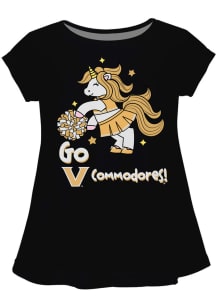 Vanderbilt Commodores Infant Girls Unicorn Blouse Short Sleeve T-Shirt Black