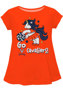 Vive La Fete Virginia Cavaliers Infant Girls Unicorn Blouse Short Sleeve T-Shirt Orange