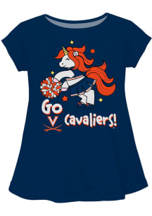 Vive La Fete Virginia Cavaliers Infant Girls Unicorn Blouse Short Sleeve T-Shirt Blue