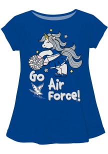 Vive La Fete Air Force Falcons Toddler Girls Blue Unicorn Blouse Short Sleeve T-Shirt