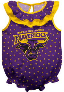 Minnesota State Mavericks Baby Purple Ruffle Short Sleeve One Piece