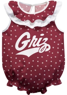 Vive La Fete Montana Grizzlies Baby Maroon Ruffle Short Sleeve One Piece