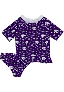 K-State Wildcats Infant Girls Rash Guard Short Sleeve T-Shirt Purple