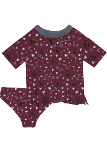 Vive La Fete Montana Grizzlies Infant Girls Rash Guard Short Sleeve T-Shirt Maroon