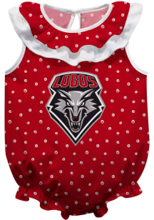 New Mexico Lobos Baby Red Ruffle Short Sleeve One Piece