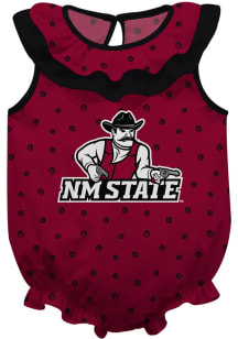 New Mexico State Aggies Baby Crimson Ruffle Short Sleeve One Piece