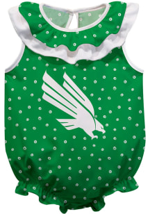 North Texas Mean Green Baby Green Ruffle Short Sleeve One Piece