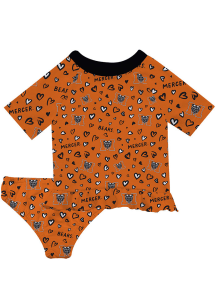 Mercer Bears Toddler Girls Orange Rash Guard Short Sleeve T-Shirt