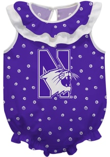 Vive La Fete Northwestern Wildcats Baby Purple Ruffle Short Sleeve One Piece
