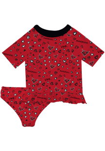 Vive La Fete UNO Mavericks Toddler Girls Red Rash Guard Short Sleeve T-Shirt